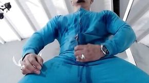 Full piss in blue pijama