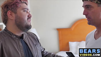 Chubby cub and hairy bear ass fuck in a cheap motel room