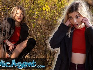 Public Agent That babe's having a piddle in public and gets caught by stud with a large jock