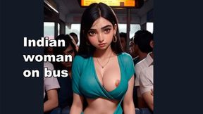 Indian bombshell on the bus. College cuties ride the bus to wild gangbang. Cum-soaked face and sari, extreme public gangfuck