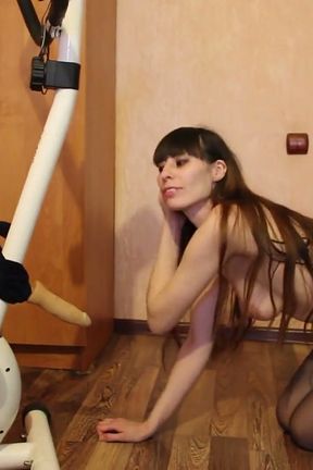 Kinky stepmom trains with fake cock at home