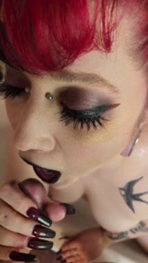 Goth toilet whore slut drinking massive piss load &amp; gets cum dumped
