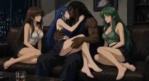 horny anime couple explore deep and romantic kisses in an