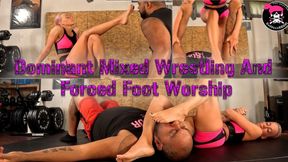 Sweaty Foot Tussle - Femdom Mixed Wrestling and Painful Foot Worship