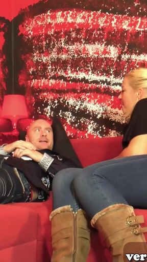 Jaw-dropping moment from "Blonde German Stepsister Meets Her Stepbrother And Gets Fucked Instantly"