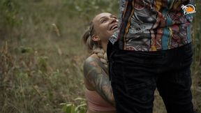 Someone watches as I give my guy a blowjob and swallow his cum