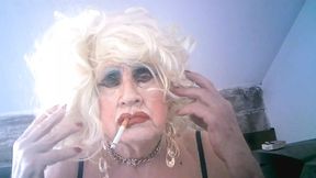 Nasty old skanky tart barmaid, Sarah slut, smokes for you to wank and piss over