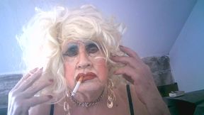 Nasty old skanky tart barmaid, Sarah slut, smokes for you to wank and piss over
