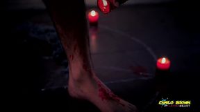 horror porn candle wax ritual summon a sex demon and loud cumshot halloween