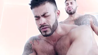 Two Hairy Bears with Big Cocks Bareback and Fuck Hard