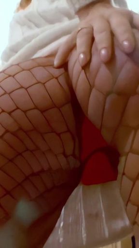 Ann-lorca: Horny MILF Redhead Ann Lorca Doing a Hot Striptease in the Stairs