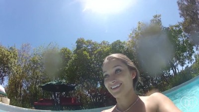 Dani Daniels and Cherie Deville by the pool