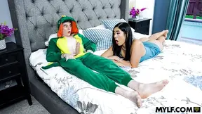 Stepmom sucks off school bully then fucks jealous stepson to prove her damn devotion