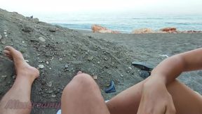 Flashing dick  - My wife jerks my dick in front of a stranger in a nudist beach with people near - OMG Caught!!!