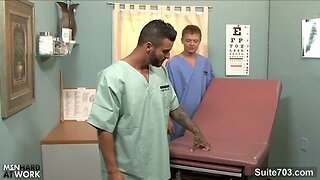 Gay doctor fuck his patient at work