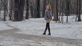 teasing you while i model my fur coat outdoor