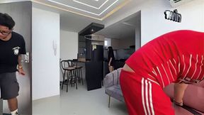 Homeless woman wants to pay rent with a rigid oral pleasure while her spouse is out - XXX!