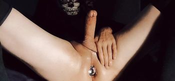 Oiled cock and butt plug with Raven LeTrap