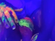 Hot tinder slut glow in the dark body paint blacklight cock suck