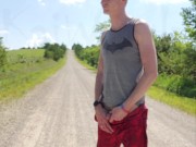 Newbie taking a quick piss on dirt road
