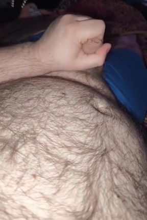 Fat Bear Jacking off &amp; Cumming on Hairy Belly