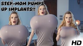 Bimbo Step-Mom Blows Up Her Tits For Big Boob Addict Step-Son