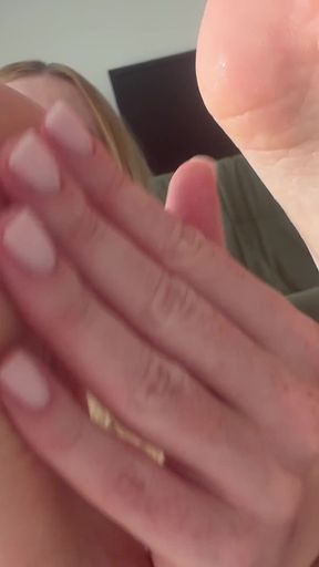 Close up Toe Sucking and Footjob with Cum on Toes - Pedicured Toes and Cum Licking