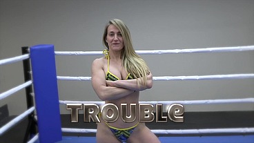 Mixed wrestling with Katie Fox and Trouble