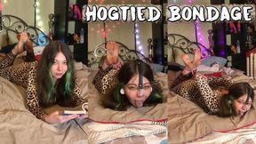 Helpless Hogtied Girl - Barefoot Bondage Struggle