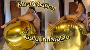 Naked fucking my big golden inflatable
