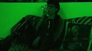 Babe gothic dominatrix smoking into mysterious green light pt2 HD