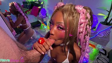 Lana Gee Spins On Command Then Gags On Brian'_s Cock At The Rave!