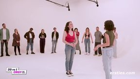 Wild group orgies with 20 guys teasing a stunning brunette