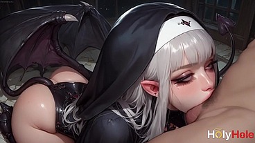 This sexy, depraved nun revealed her true colors. She fucked my cock wildly![AI]