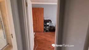 Girl on the bed giving me a footjob after she oiled up her feet. POV