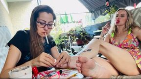 chain smoking step sisters part 1 nail painting chatting
