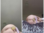 Birthing 18 inches of a double ended dildo 2 of 5