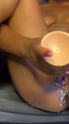 Key moment from &quot;Ebony fuck herself with a big white cock&quot;