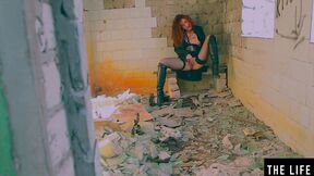 Dazzling hot girl Emily J masturbates in an abandoned building