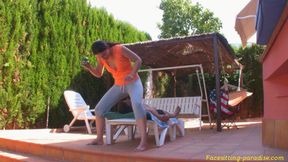 Fetisha sits on a face and drinks beer, MP4-HD1080p