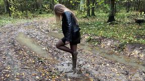 Black Stockings Muddy, Muddy Stockings, Feet Stuck in Mud, Black Stockings Wet and Muddy, Dirty Feet