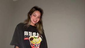 Skinny blonde Asian woman gets fucked hard in her home