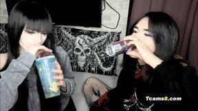 Emo girl sucks and jerks goth shemale dick hard