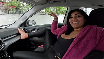 Amateur babe shows pussy in parking lot and gets fucked by doorman