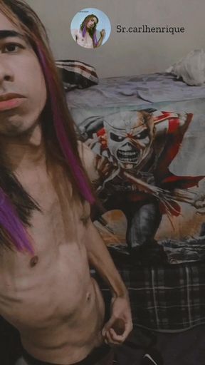 Naked young man masturbating