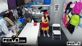 Petite petite Pixie Smalls steals four massive cocks from a security guard