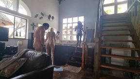 Spa Bath Three Girls, One Guy, Orgy, Reverse Gangbang, Interracial