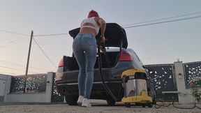 JEANS GODDESS VACUUMS HER CAR WHILE FARTING NONSTOP