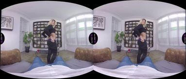 Virtual reality car crash blowjob tease striptease blonde 5K POV