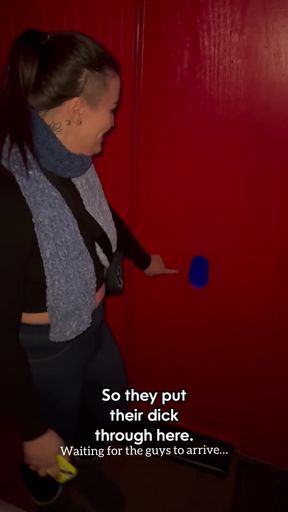 First-time girlfriend tries the glory hole for size